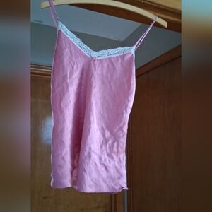100% Silk Pink Lace Trim Nightgown